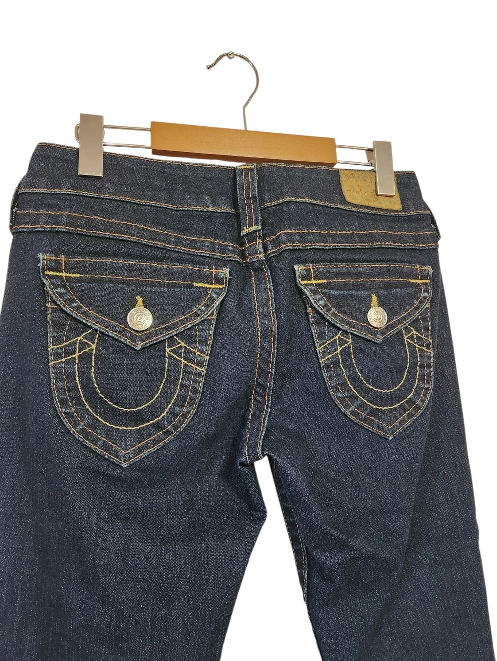 Vtg True Religion Ricki Jeans Made in USA Contrast Big T Stitch Flap Pocket - Picture 5 of 11